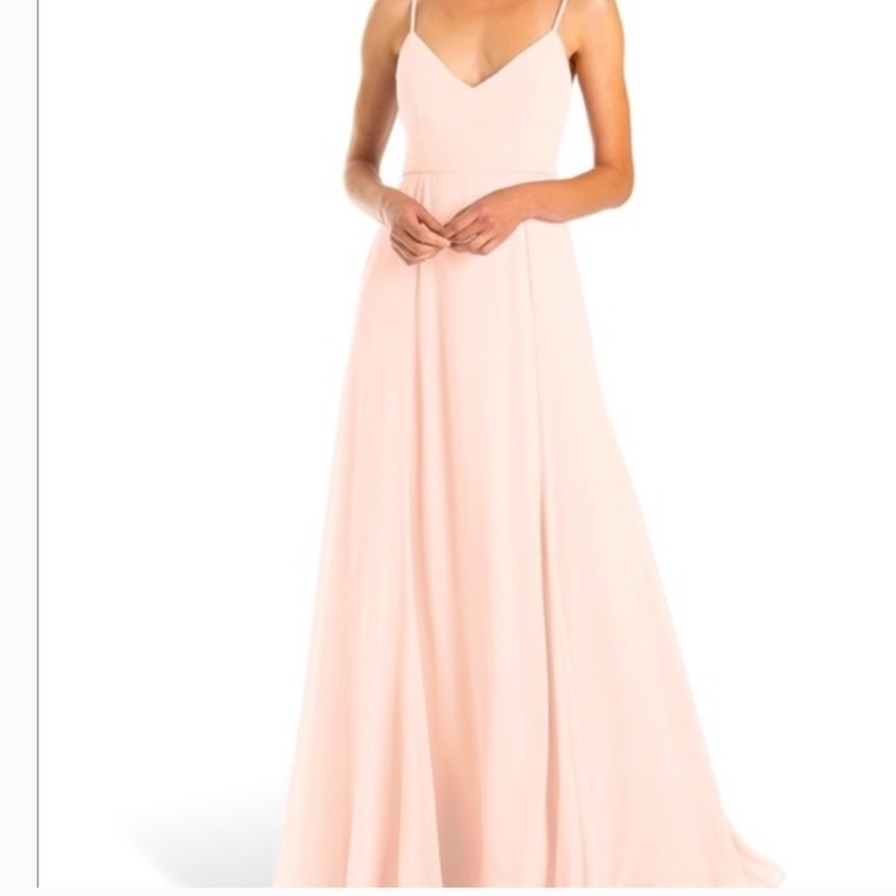 Joanna August Silver Bells Chiffon Claudette Long Feminine Bridesmaid/Mob Dress